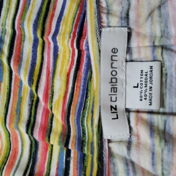 Liz Claiborne - Striped Peasant T-shirt - Ladies Large - Picture 2 of 10